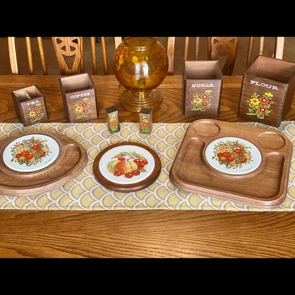 SOLD ETSY - Four wooden nesting boxes canisters salt pepper - Picture 2 of 15